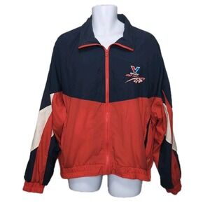 Vtg‎ 90s Valvoline Racing Windbreaker Jacket Norman Todd Mens L Red White Blue